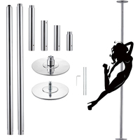 Barre de danse réglable en hauteur en acier inoxydable, barre statique rotative 2-en-1 de 45 mm pour entraînement de fitness à domicile