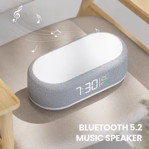 2023 Multi-function Wireless Charger Bluetooth Speakers LED Digital Display Sleep Timer With Snooze Function For Alarm Clock