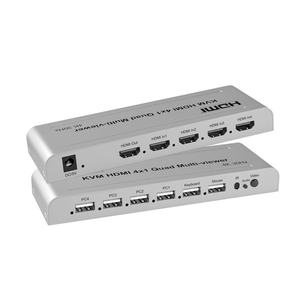 Commutateur KVM 4x1 multi-vue quadruple 4K 30Hz en aluminium avec contrôle IR pour la surveillance et les conférences - Product Image 1