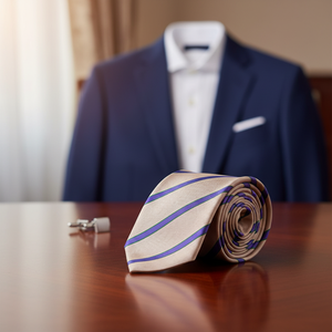 Corbata Jacquard italiano rayas moradas - Product Image 3