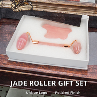 Rouleau de massage en jade, planche Gua Sha, soin des yeux, coffret cadeau avec logo personnalisé et technologie de meulage et de polissage
