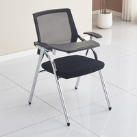 Chaise de formation pliable en tissu Foshan avec tablette d'écriture intégrée pour l'école, la salle de conférence, les étudiants, le personnel de bureau