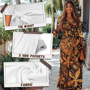 Vestido das Mulheres Personalizado Ásia & Ilhas do Pacífico Vestuário Samoa Puletasi Polinésia Tribal Samoan Imprimir Senhoras Vestido Elegante Longo - Product Image 5