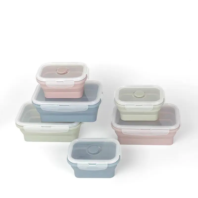 Hot-sell Silicone Food Storage Reusable bento Lunch Box Containers Collapsible Lunch Box Reusable bento Lunch Box sets 4 size