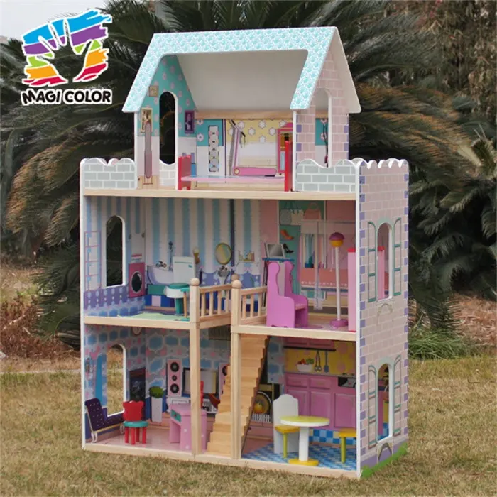 Vendita calda Doll House Kit giocattoli in legno Baby Doll House con mobili per bambini W06A161-X