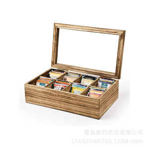 Bamboo Tea <b>Box</b> Rectangle 0.8cm Thickness Handmade Multi Compartment <b>Gift</b> Storage For Tea <b>Coffee</b> Packaging - Product Image 5