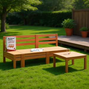 Ensemble de canapé de jardin en pin massif brun ciré, 2 places, meubles d'extérieur modulaires - Product Image 3