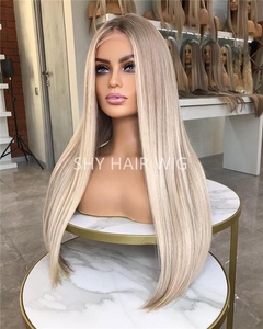 Perruques Naturel Chveux Humain Glueless #60 Rubio Ceniza Recto para Encaje Frontal Remy Virgen Pelucas para Rubio para Mujeres Blancas - Product Image 1