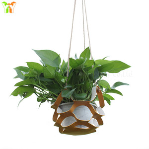 Colgador de <span class=keywords><strong>plantas</strong></span> de cuero PU macramé colgante de pared maceta estante decorativo maceta soporte Boho decoración del hogar para <span class=keywords><strong>plantas</strong></span> pequeñas - Product Image 3