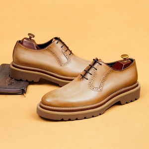 Chaussures habillées en cuir véritable pour hommes, style Oxford, à bout pointu, à lacets, pour le bureau et les occasions professionnelles, toutes saisons, couleur unie - Product Image 2