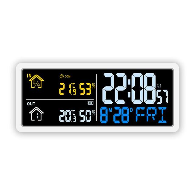 Digital Wall Clock with Wireless Outdoor Sensor Indoor Outdoor Temperature and Humidity Monitor