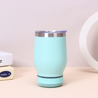 Tumbler Anggur Bentuk Telur 12oz Kustom dari Baja Anti Karat, Terisolasi, Dinding Ganda, Vakum, Termal, dengan Speaker Bluetooth