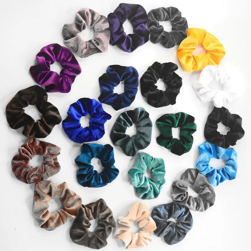 Wholesale Premium Velvet Scrunchies Sets Elastic Hairbands Velvet Hair Scrunchies For Women