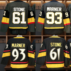 Maillots de hockey cousus pour hommes, broderie à paillettes, col en V, 61 Mark Stone, 93 Mitch Marner, 9 Jack Eichel, 100% polyester, séchage rapide - Product Image 3