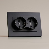 Prise murale double Schuko allemande en cuivre pur, ignifuge, 86*120, norme UE, avec obturateur anti-effraction
