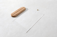 Tempat Menu Akrilik Custom dengan Stand Kayu Ash, Logo Terukir