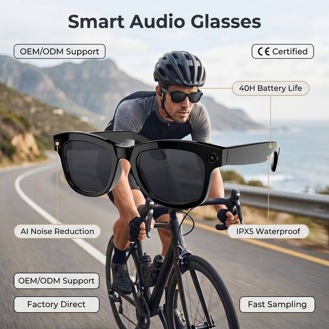 Smart Glasses Factory OEM/ODM, Custom AI Video Recording Eyewear, CE Certified High-Tech Smart Glasses M01