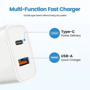US/EU <b>Plug</b> Quick Charger A+<b>C</b> <b>USB</b> Dual Charging Port 20W Fast Charger QC3.0 <b>USB</b>-<b>C</b> Power Supply <b>Adapter</b> Charger Block - Product Image 2