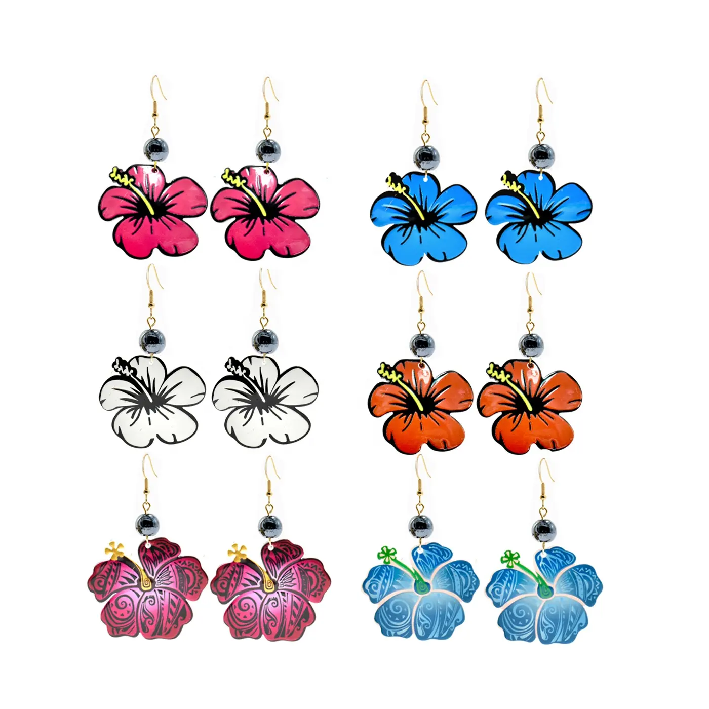 Custom Charm Beach Earrings Polynesian Hawaiian Jewelry Wholesale Acrylic Acetate Tribal Earrings