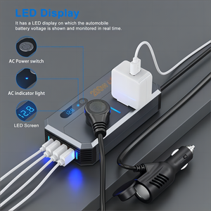 Adaptateur secteur de voiture chargeur usb 200w onduleur de voiture dc 12v à 110v convertisseur ca camion 24v à ac onduleur de batterie de voiture - Product Image 4