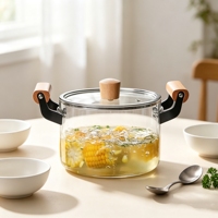 Marmite de cuisson en verre transparent multi-tailles, en borosilicate, résistante à la chaleur, pour soupes, bouillons, pâtes, nouilles et lait, pour la cuisine domestique