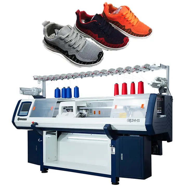 Machine à tricoter supérieure de chaussure de système de la bonne qualité 14G trois pour des chaussures de sport