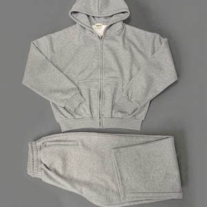 Tute Antivento di Alta Qualità da 500 Grammi, Set di Felpe con Zip Grigie Pesanti, Abbigliamento Sportivo - Product Image 1