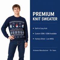 Pull en tricot à col rond pour homme, bleu roi, avec logo personnalisé, à manches longues, motif Smurfs, mélange de viscose, pour l'automne et l'hiver, idéal pour les fêtes