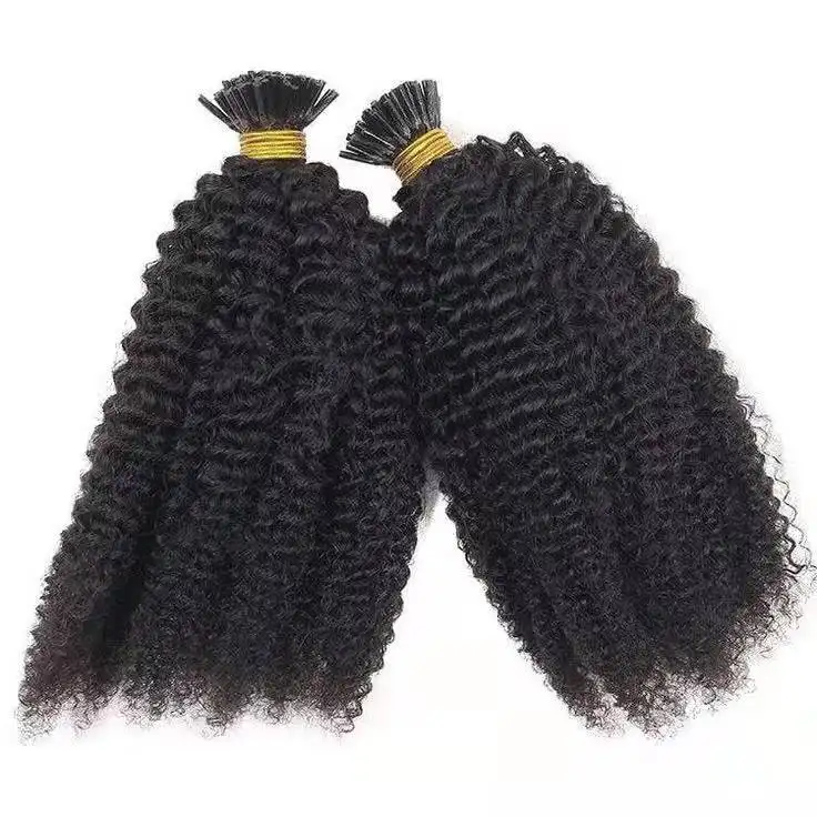 9A Atacado 4A 4B 3C Afro Kinky encaracolado cru plana k ponta extensões de cabelo cabelo humano V U plana eu ponta 100% encaracolado birmanês