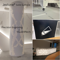 Plaques de surface solide à motifs Stoneware Specifiers Choice, données de performance certifiées, maquettes à l'échelle réelle, ignifuges, écologiques