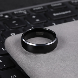 Anillos de Tungsteno con Borde Plateado Pulido Negro de 6/8 mm de OAHLAN, Joyería de Moda <span class=keywords><strong>para</strong></span> Hombres y Mujeres, Anillos de <span class=keywords><strong>Boda</strong></span>, Compromiso y Pareja - Product Image 4