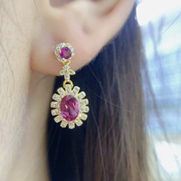 Boucles d'oreilles en argent sterling 925 plaqué or 18 carats avec grenat naturel, design unique, bijoux de mode, cadeau pour femme, vente en gros d'usine, faible MOQ