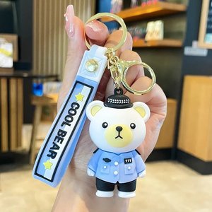 Porte-clés en caoutchouc en forme d'ours de dessin animé mignon, policiers, pompiers, activités, promotion de petits cadeaux, vente en gros - Product Image 6
