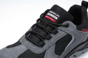 JIANKUN-Chaussures de sécurité ESD en cuir de vachette, anti-écrasement/perforation, antistatique, pour hommes, avec bottes de travail à bout en acier, usine électronique - Product Image 5