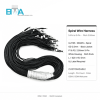 Câble personnalisé à 5 broches, pas de 2,00 mm, 26 AWG, 920 mm/3,02 pi, isolé en PVC noir pour connexion de signal d'appareil électronique