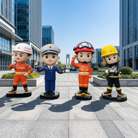 Sculpture de Pompier en Plastique Renforcé de Fibre de Verre - Figurine Thème pour l'Éducation à la Sécurité Incendie