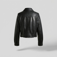 Nouvelle Arrivée Blouson Moto Court en Similicuir PU pour Femme, Col Rabattu, Fermeture Éclair Asymétrique, Effet Enduit, Couleur Unie, Automne/Printemps