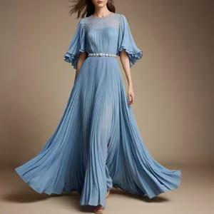 Vestido Largo de Fiesta Formal para Mujer, Elegante, Plisado, con Pedrería, Diseño Personalizado de Fábrica, Vestidos Modestos para Mujer - Product Image 1