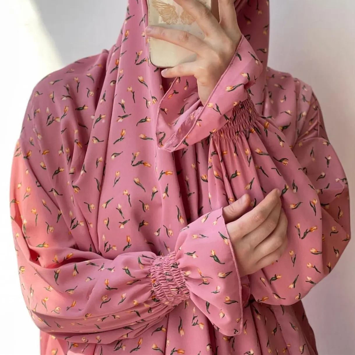Nouveau Design Robe Imprimée Robe Une Pièce Jilbab Prière Florale Abaya Robe Vêtements Islamiques