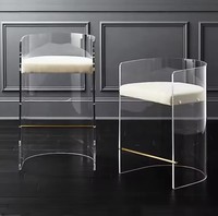 Chaise de salle à manger transparente en acrylique de style nordique, chaise minimaliste pour chambre à coucher, chaise à dossier pour la maison, chaise de salle à manger pour hôtel et conférence