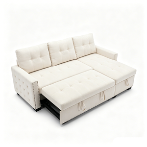 Multi Purpose Modern L-Shaped Convertible <b>Sofa</b> Bed For Comfortable 4 Seater Seating And Relaxation - Product Image 3