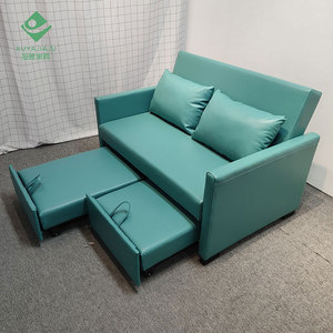 Canapé-lit en similicuir Chaise longue cachée 2 places Vert Luxueux Sleeper - Product Image 6