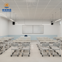Meubles scolaires modernes Jiansheng, bureaux et chaises pour étudiants, réglables en hauteur, ensemble de bureaux et chaises doubles pour salle de classe, bois durable