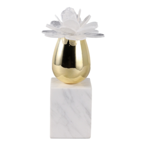 Scultura floreale moderna con base in marmo, statua decorativa per casa, ufficio, bagno, mensola, decorazione per interni - Product Image 3