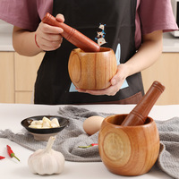 Mortier et pilon décoratifs en bois, les plus vendus, pour broyage d'épices, herbes et poudre de pesto