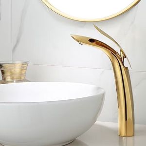 Mitigeur d'eau chaude et froide moderne Robinets de lavabo en laiton chromé doré <span class=keywords><strong>Robinet</strong></span> monotrou monté sur le pont Robinets de lavabo de salle de bain - Product Image 3