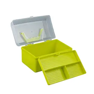 多功能2层塑料工具箱，用于带有可移动托盘的美术工具，爱好或工艺存储工具箱