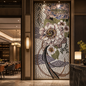 <span class=keywords><strong>Mosaico</strong></span> in <span class=keywords><strong>Vetro</strong></span> con Fiori Viola Stile Europeo, Spessore 4mm e Forma Irregolare per Pareti Interne di Ville - Product Image 3