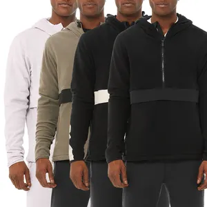 Penjualan Laris Kaus Kustom Kualitas Tinggi Logo Bordir Kosong Saku Zip Tak Terlihat Pullover Polos Hoodie Pria