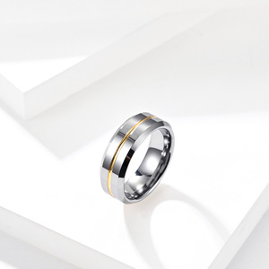 Popular yunnique style <b>tungsten</b> steel rings for men, niche and high-end <b>tungsten</b> gold index finger rings that won't - Product Image 3